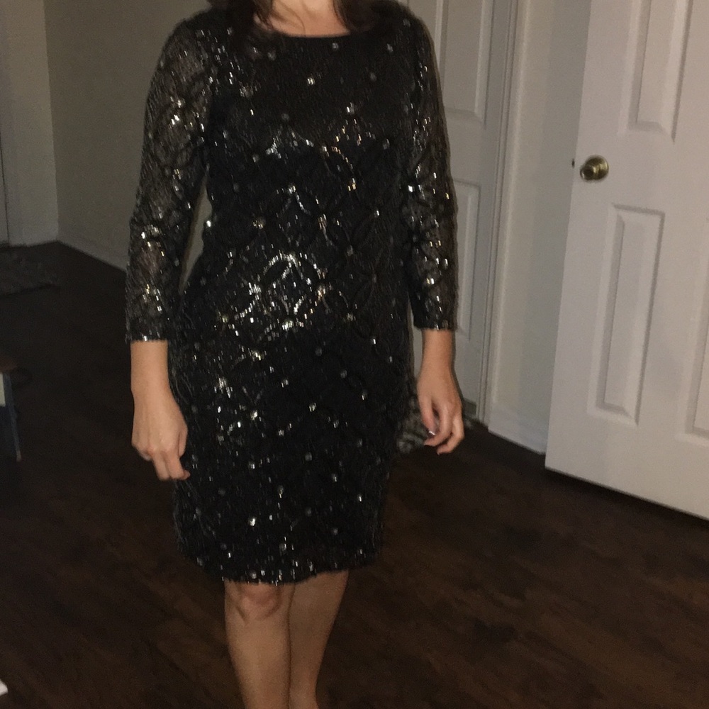 ANTONIO MELANI Sequined KNEE length cocktail dress